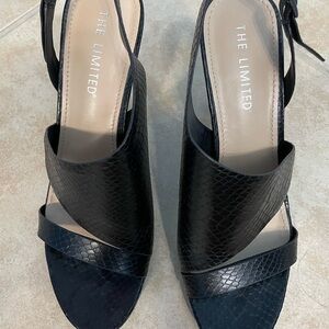 The Limited Black Snakeskin Stiletto Heel Sandals
